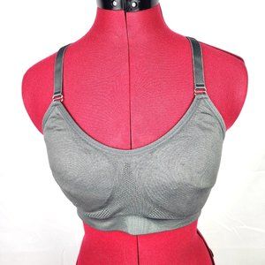 New Balance Gray Sports Racerback Bra w Adjustable Straps & Removable Padding- L